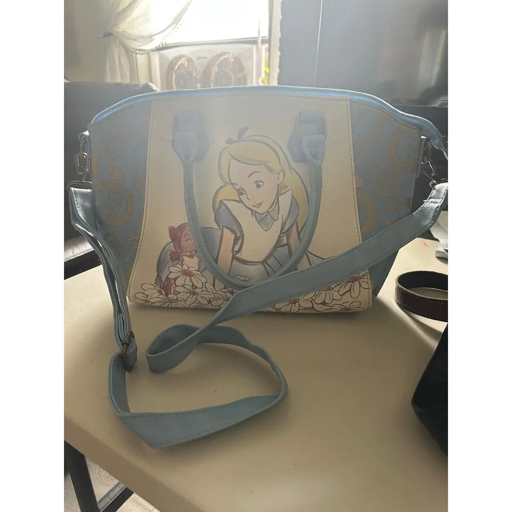 Disney Loungefly Alice in Wonderland Satchel Crossbody Bag Blue Gold Alice Dinah